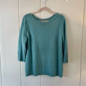 Talbots Cashmere Boatneck Bateau Sweater 3/4 Sleeve 1X